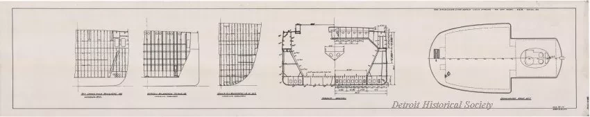 Drawing, Technical - Midship Section, Bulkheads, and Poop Deckhouse Roof