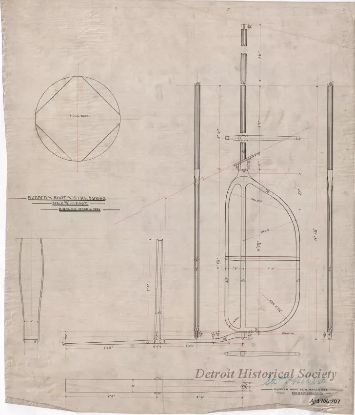 Drawing, Technical - Rudder and Shoes for Strs. 59 & 60