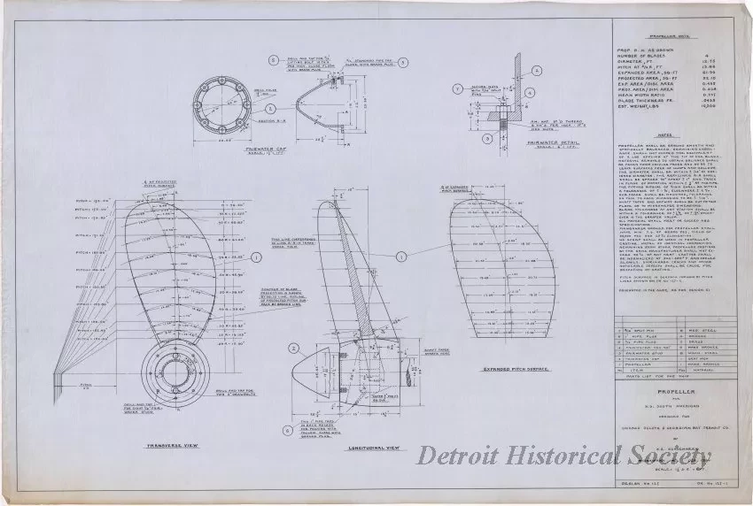 Drawing, Technical - Propeller for S.S. South American