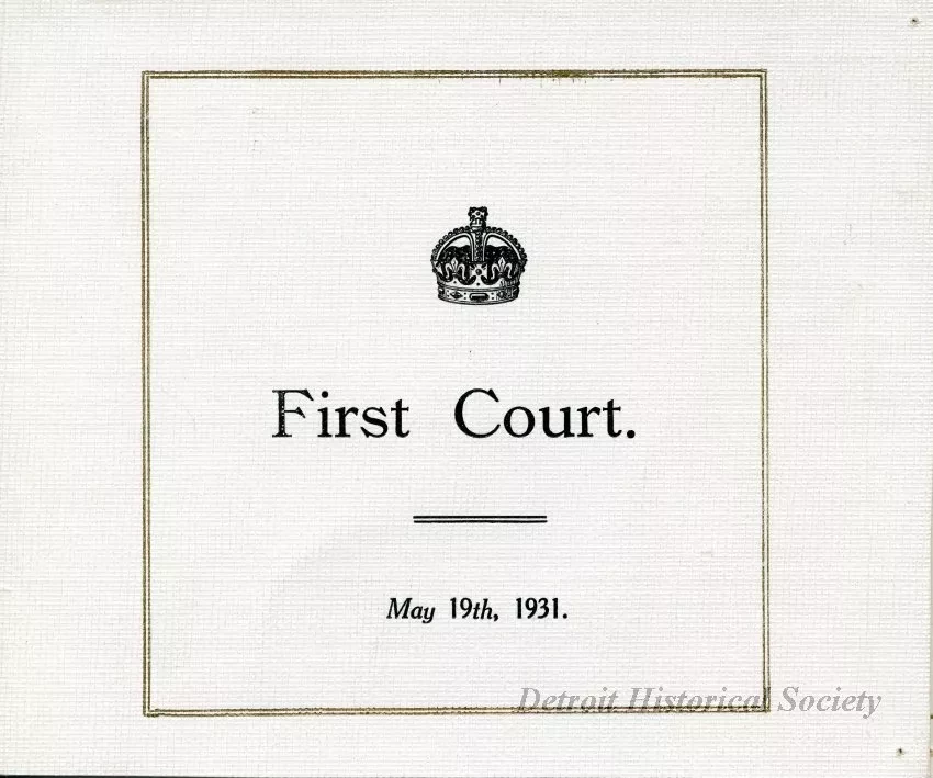 Program - First Court, May 19th, 1931