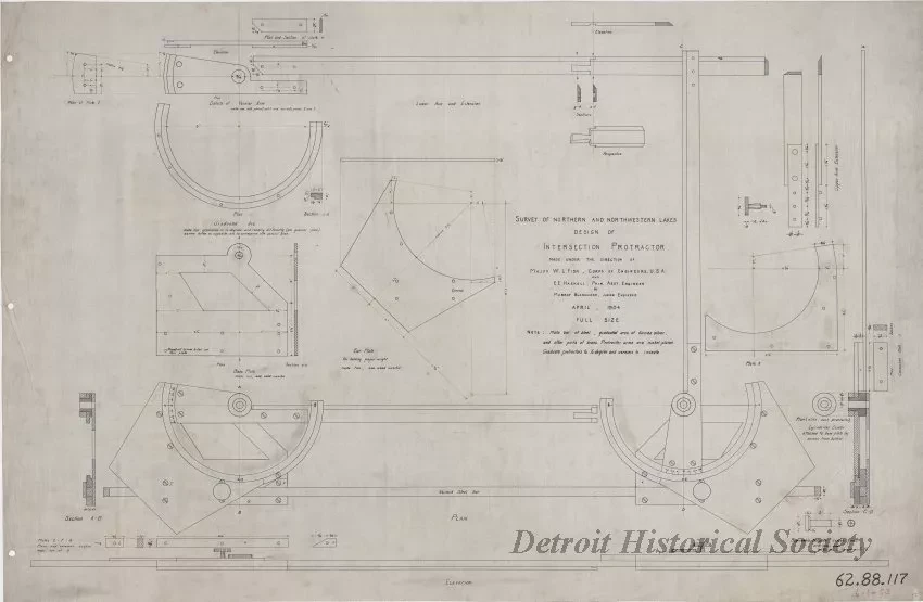 Drawing, Technical - Survey of Northern and Northwestern Lakes,
Design of Intersection Protractor
