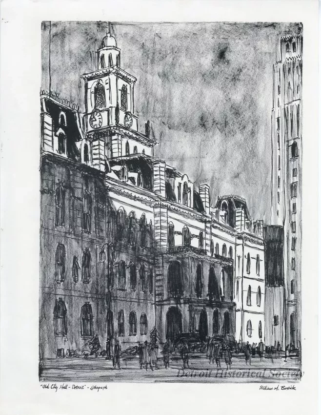 Lithograph - Old City Hall - Detroit
