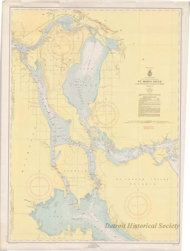 Chart, Navigational - St. Mary's River,
Lake Munuscong to Sault Ste. Marie