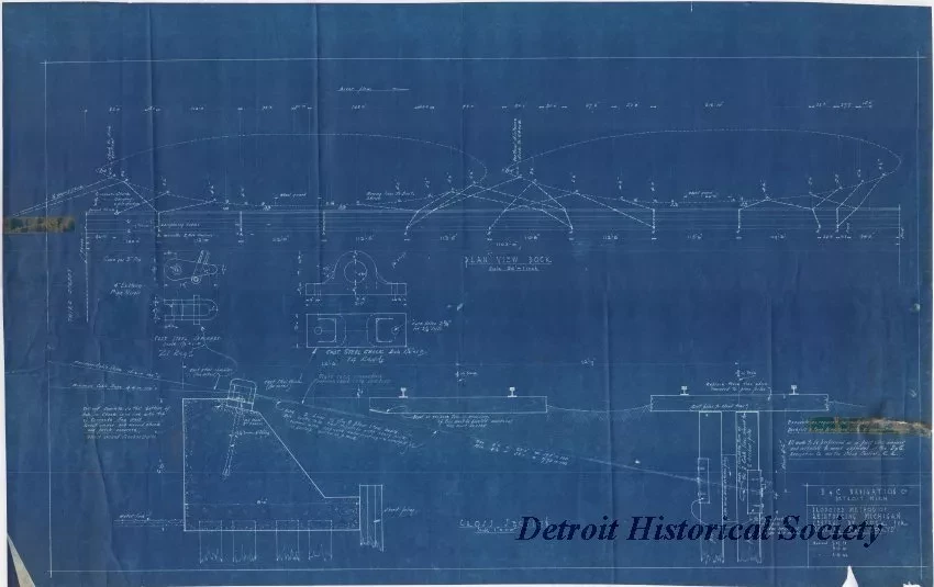 Blueprint - Proposed Method of Reinforcing Michigan Central Ry. [Railway] 
Dock for Mooring D&C Boats