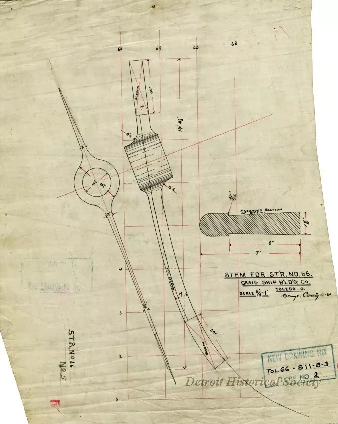 Drawing, Technical - Stem for St'r. [Steamer] No. 66