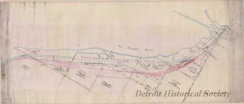 Map - Duluth, South Shore & Atlantic Railroad Right-of-Way Plan, Sault Ste. Marie