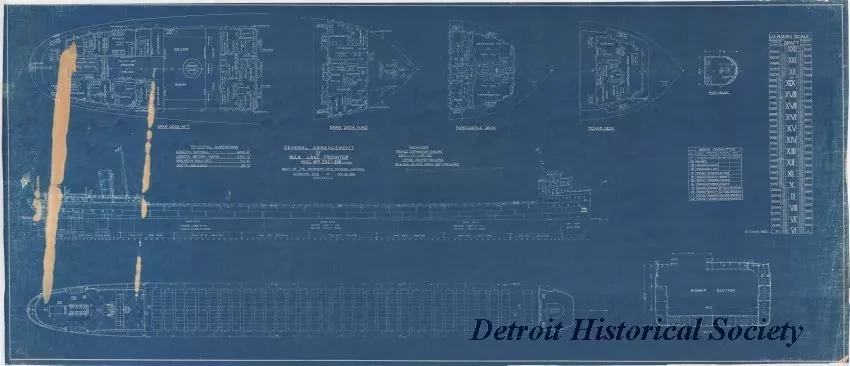 Blueprint - General Arrangement of Bulk Lake Freighter, Hull Nos. 287 and 288
