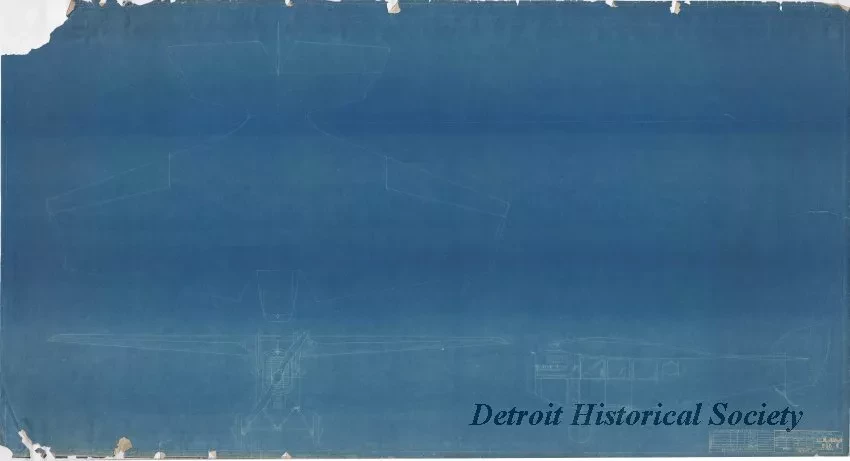 Blueprint - Commercial Monoplane (Stout Type), 
Three Seater Aerial Sedan, Pack. [Packard] Engine #744