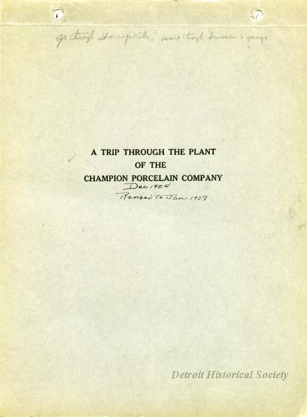 Report - A Trip Through the Plant of the Champion Porcelain Company