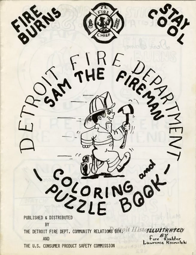 Book, Coloring - Detroit Fire Department Sam the Fireman Coloring and Puzzle Book
