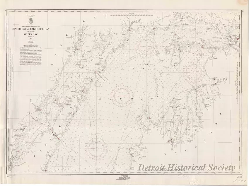 Chart, Navigational - North End of Lake Michigan Including Green Bay
