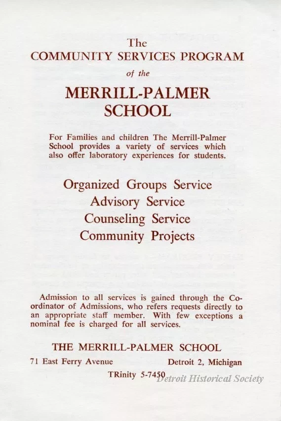 Brochure - The Community Services Program of the Merrill-Palmer School