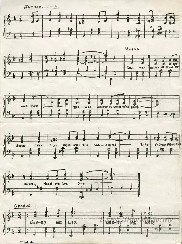 Music, Sheet - "Jerry" Me Lad