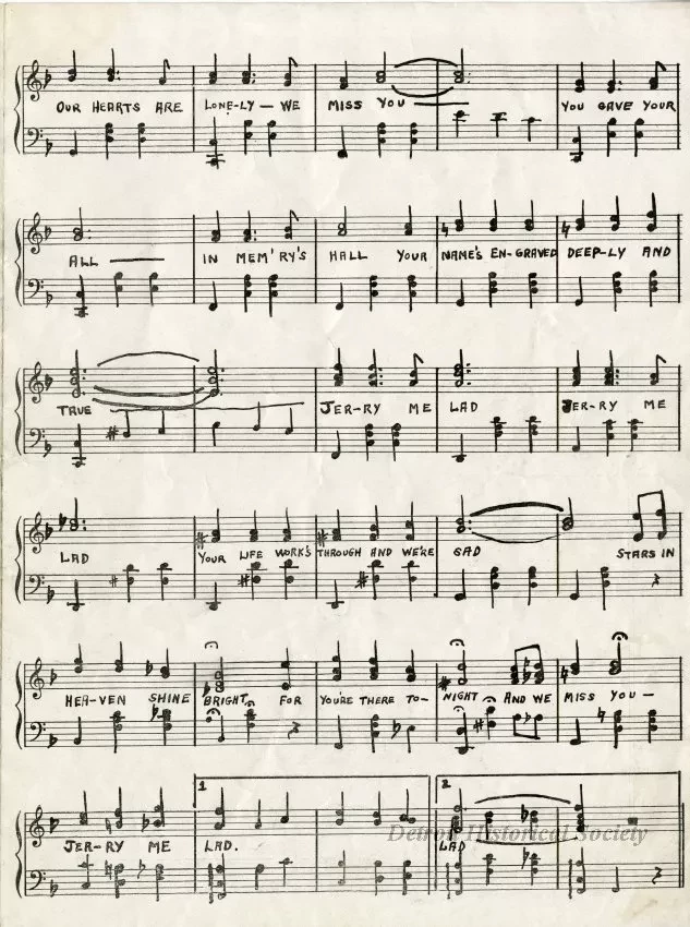 Music, Sheet - "Jerry" Me Lad