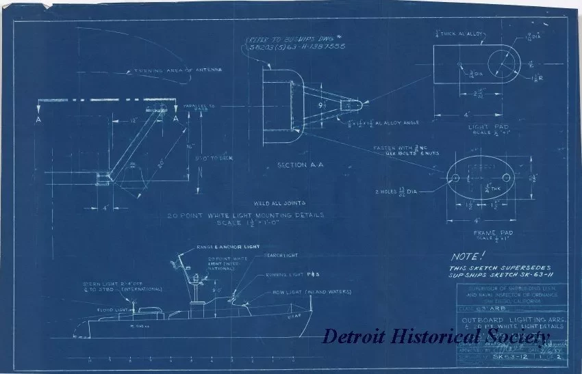 Blueprint - Outboard Lighting Arrg. & 20 Pt. White Light Details,
63' ARB Mk III