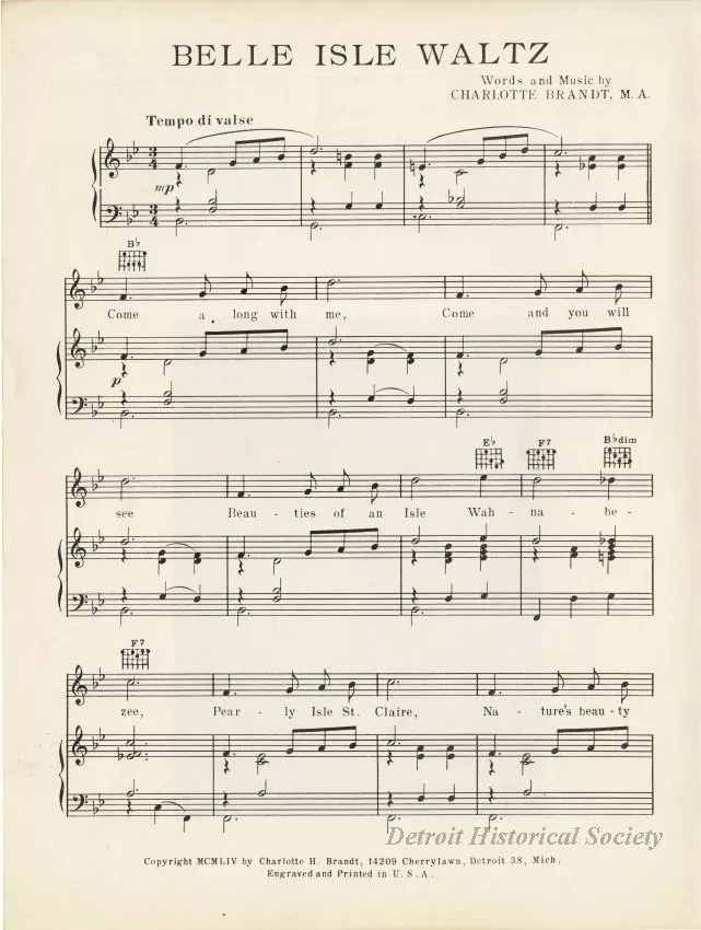 Music, Sheet - Belle Isle Waltz
