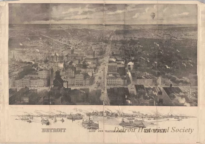 Print - Detroit and Its Waterfront In 1887