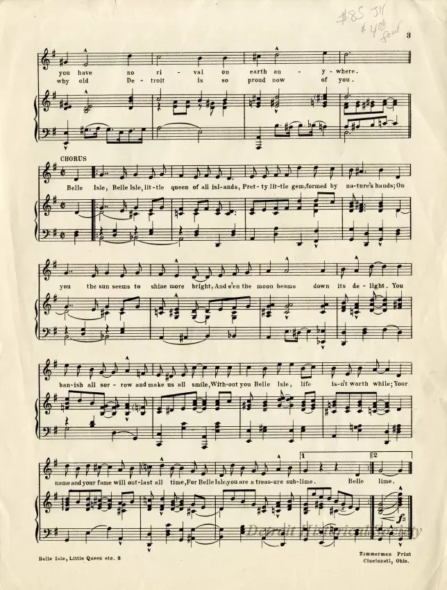 Music, Sheet - Belle Isle (Little Queen of All Islands)