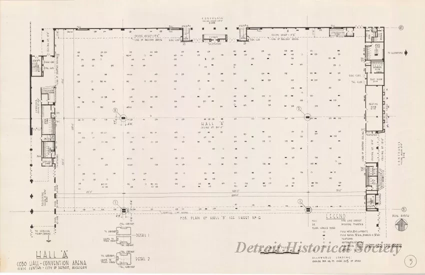 Drawing, Architectural - Hall A,
Cobo Hall - Convention Arena, 
Civic Center - City of Detroit, Michigan