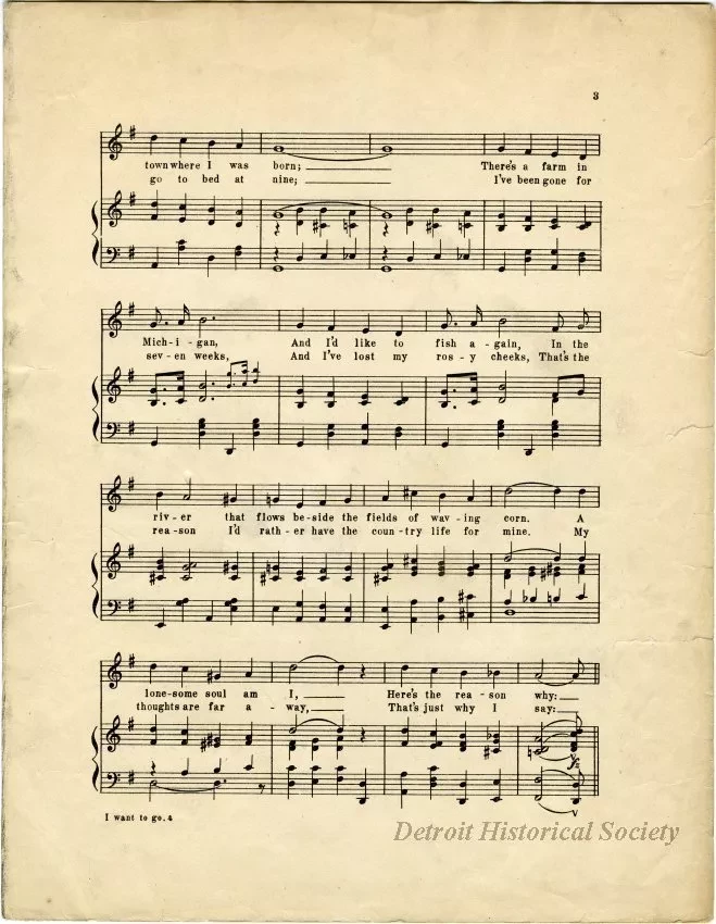 Music, Sheet - I Want to Go Back to Michigan (Down on the Farm)