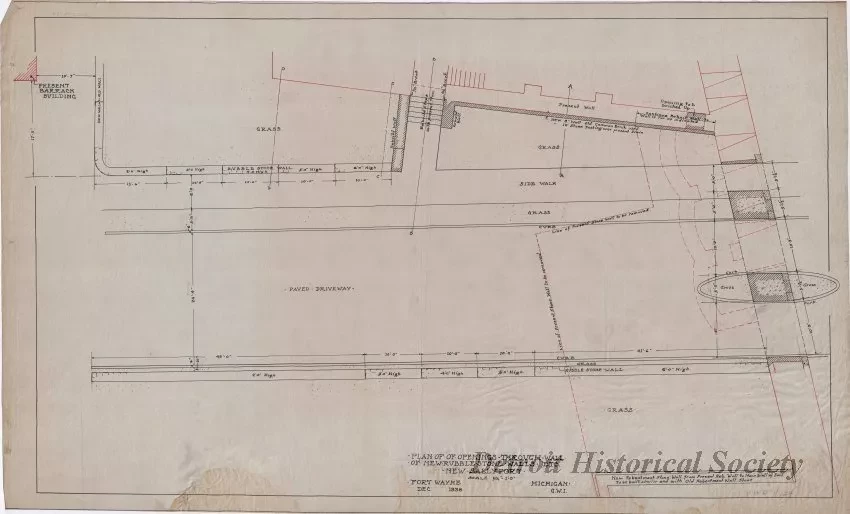 Drawing, Technical - Plan of Openings Through Wall of New Rubble Stone Walls, Etc.,
New Sallyport, Fort Wayne, Mich.