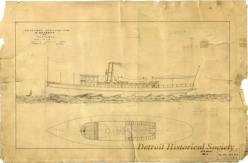 Drawing, Technical - Proposed Steamer for W. Rayberg 
of Put In Bay (Str. No. 47)