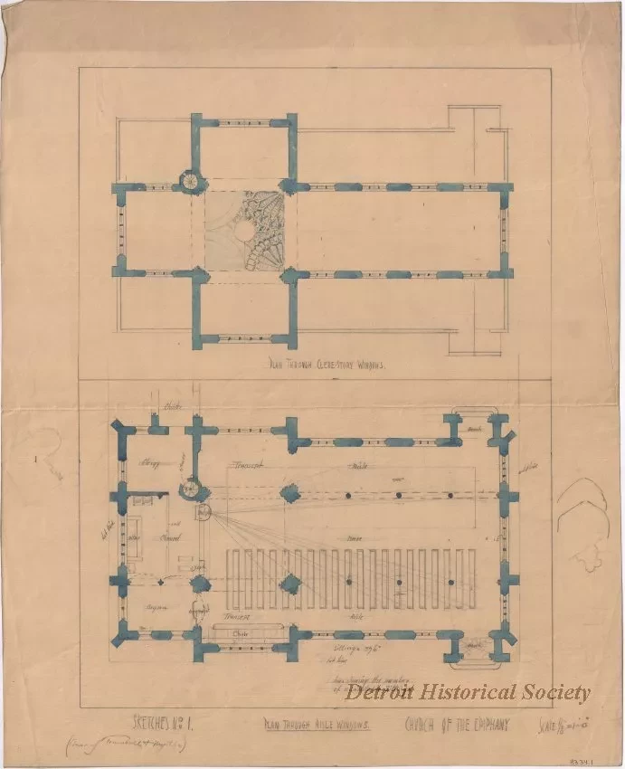 Drawing, Architectural - Sketches No. 1, Plan Through Aisle Windows,
Church of the Epiphany