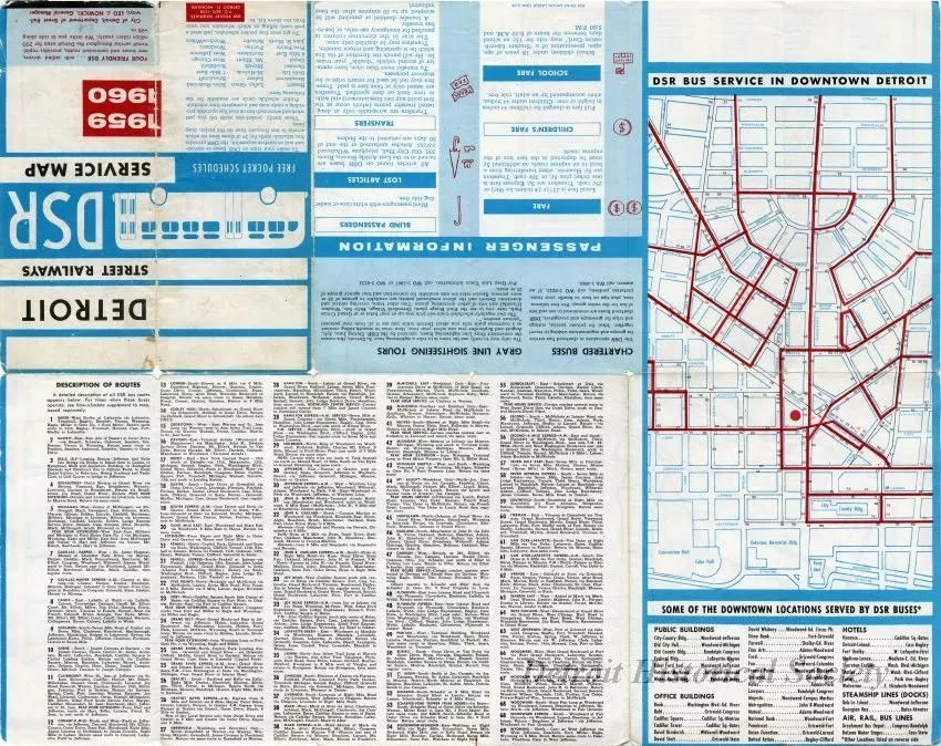 Map - Detroit Street Railways Service Map 1959-1960