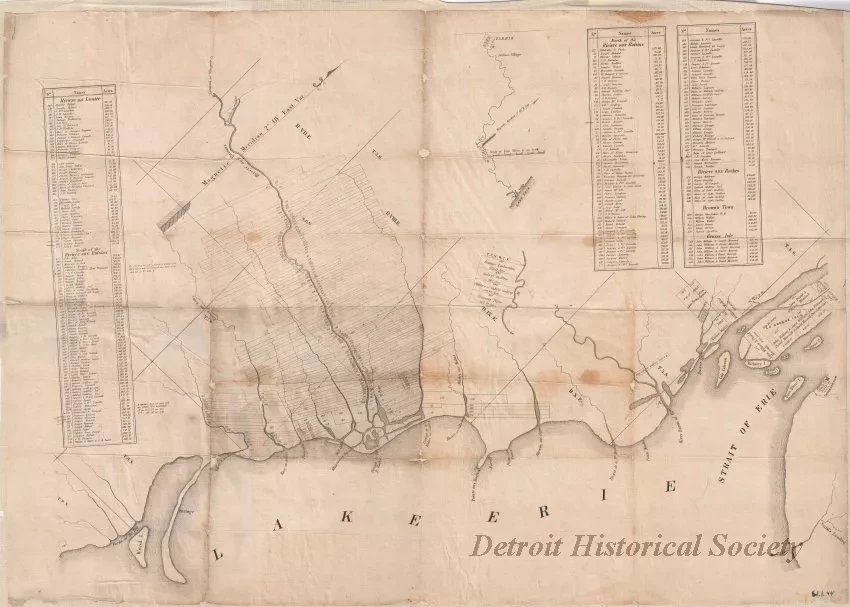 Map - Plan of Private Claims in Michigan Territory 
as Surveyed by Aaron Greeley in 1810