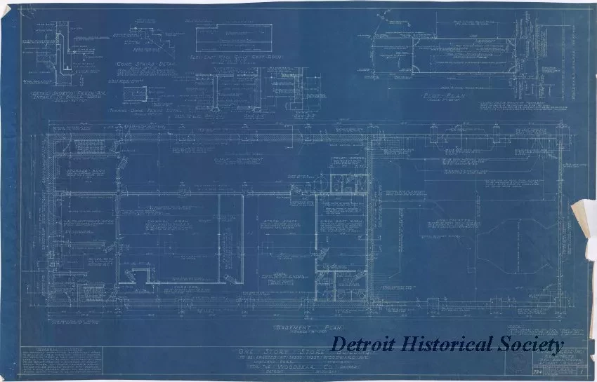 Blueprint - One Story Store Building to be Erected at 14533-14539 Woodward Ave.