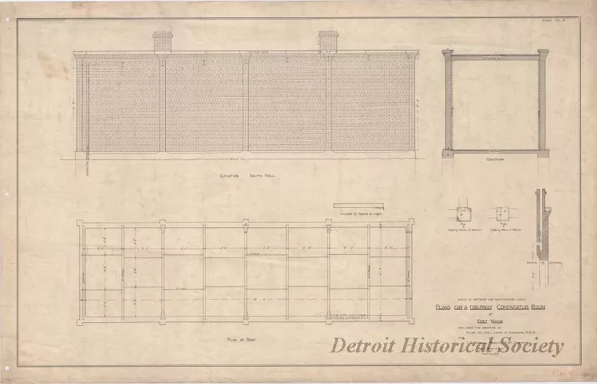 Drawing, Architectural - Plans for a Fire-Proof Comparator Room