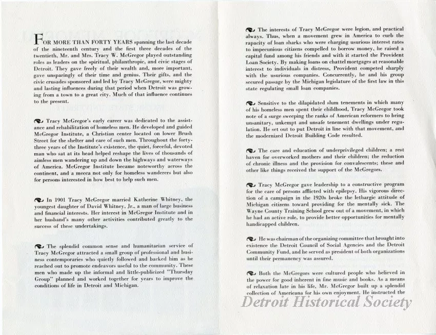 Pamphlet - McGregor Memorial 1958