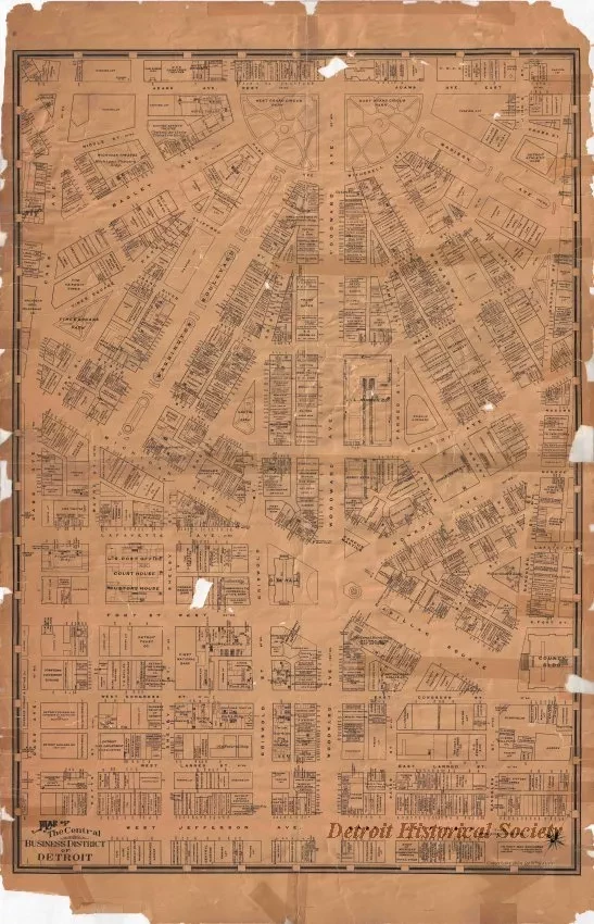Map - Map of the Central Business District of Detroit