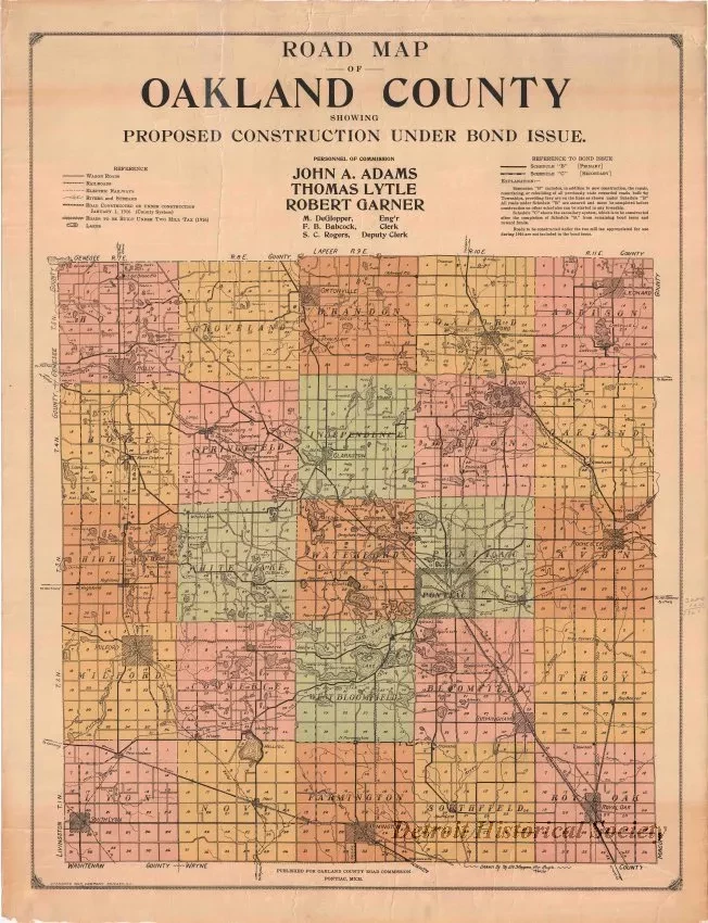Map - Road Map of Oakland County
Showing Proposed Construction Under Bond Issue