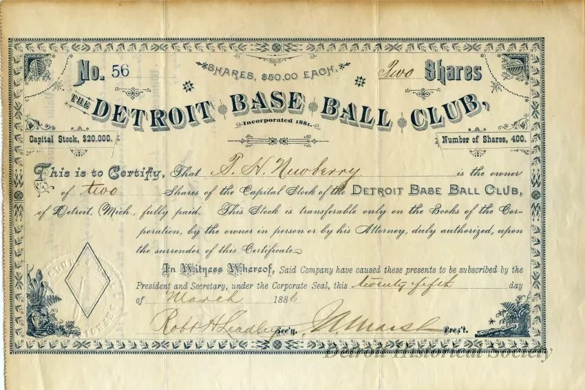 Certificate, Stock