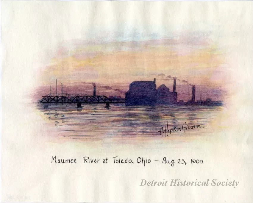 Painting - Maumee River in Toledo, Ohio-Aug. 23, 1903