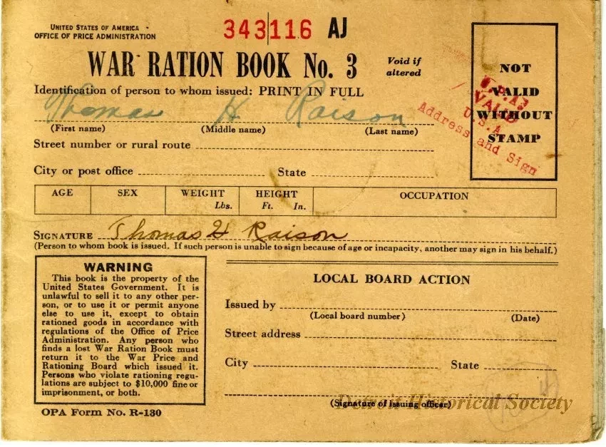 Book, Ration - War Ration Book No. 3