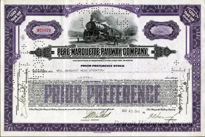 Certificate, Stock