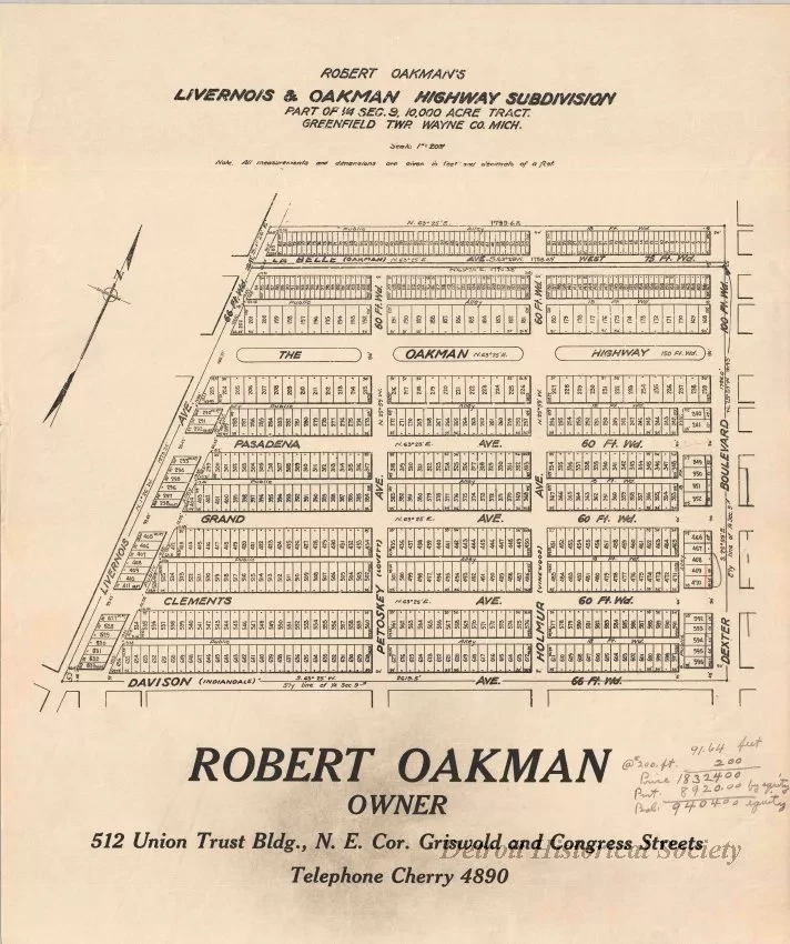 Poster - Robert Oakman's Livernois & Oakman Highway Subdivision