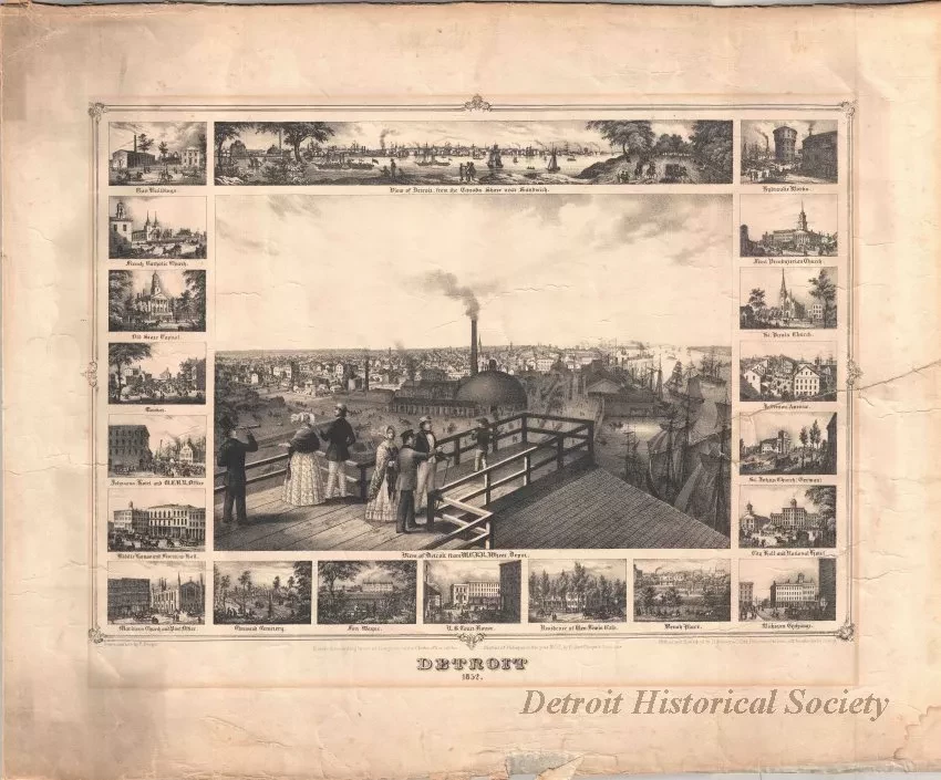 Lithograph - Detroit 1852