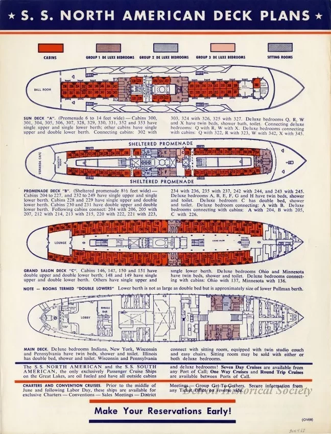 Poster - S.S. South American Deck Plans / S.S. North American Deck Plans