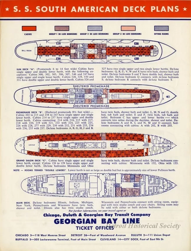 Poster - S.S. South American Deck Plans / S.S. North American Deck Plans