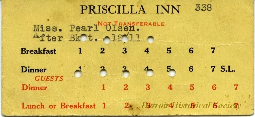 Ticket, Meal