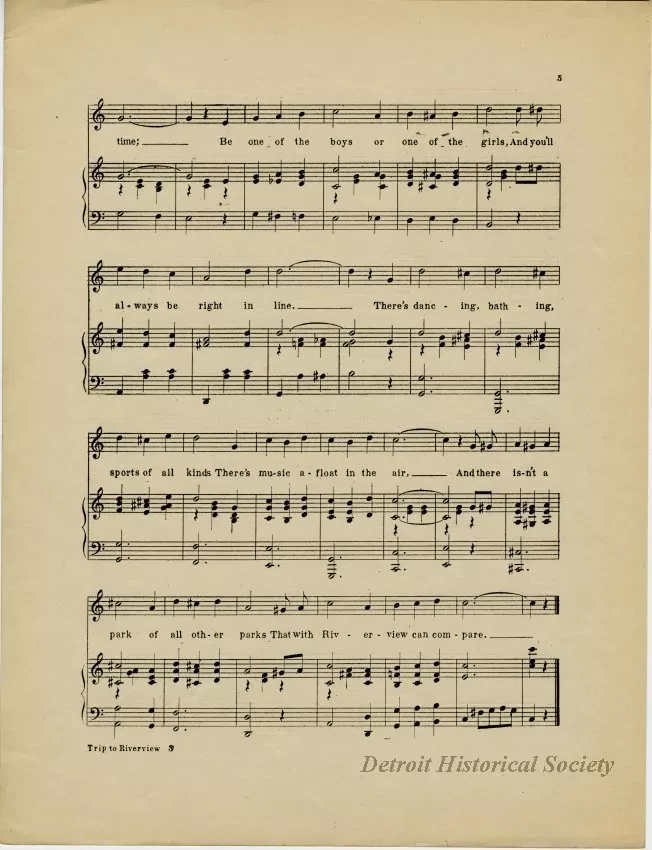 Music, Sheet - Let's All Take A Trip Out To Riverview