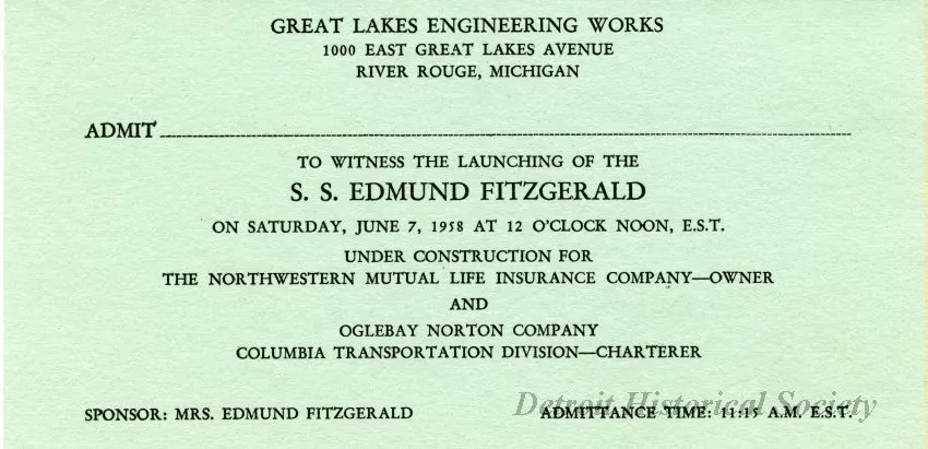 Ticket, Admission - Great Lakes Engineering Works
