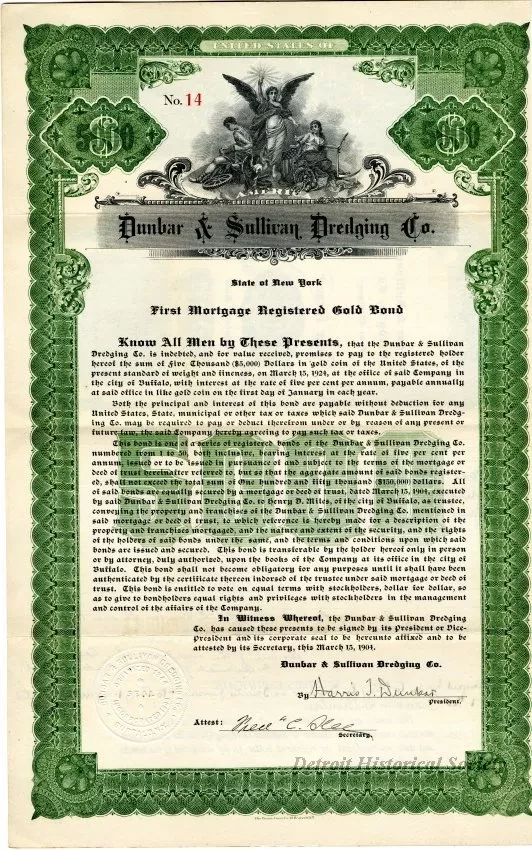 Bond - Dunbar & Sullivan Dredging Co. 
First Mortgage Registered Gold Bond