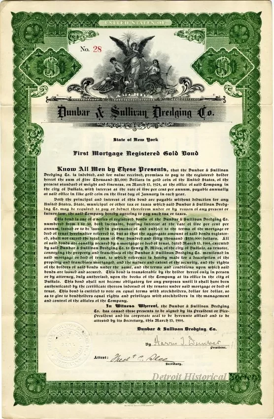 Bond - Dunbar & Sullivan Dredging Co. 
First Mortgage Registered Gold Bond