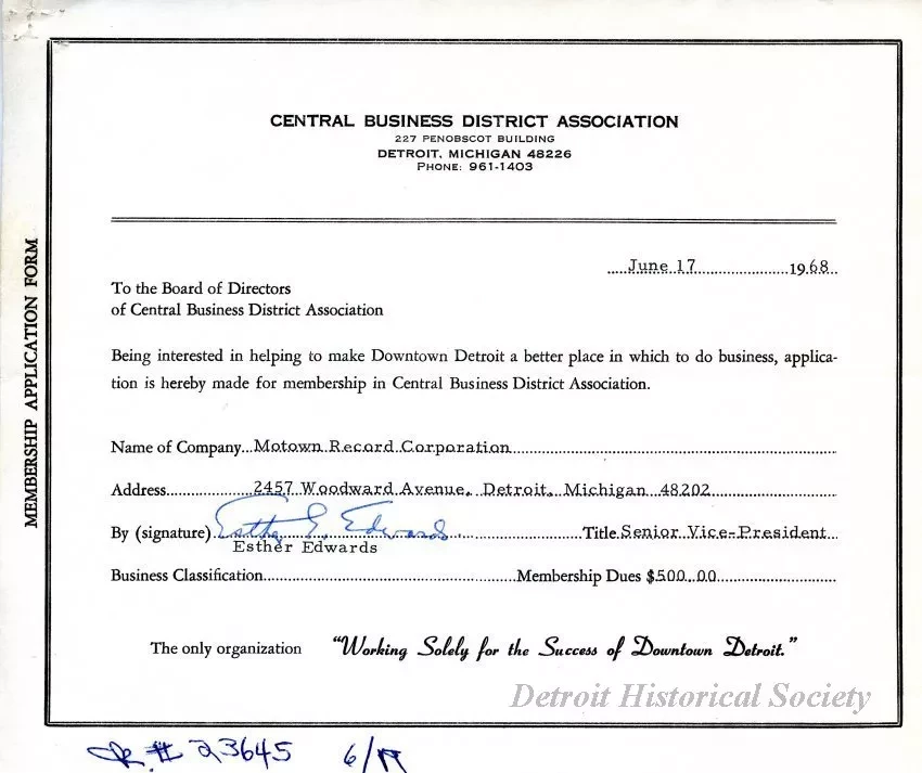 Application, Membership - Central Business District Association