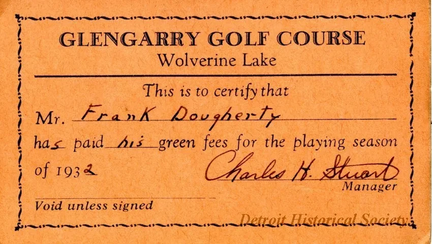 Card, Membership - Glengarry Golf Course