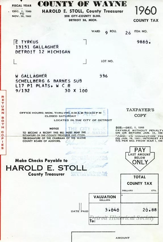 Bill, Tax - County of Wayne